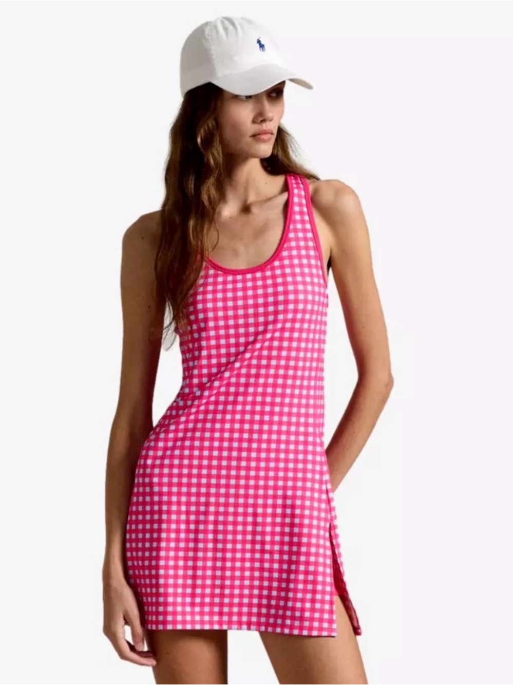 Ralph Lauren RLX Drywick Interlock Golf Dress pink/blue gingham. Size S